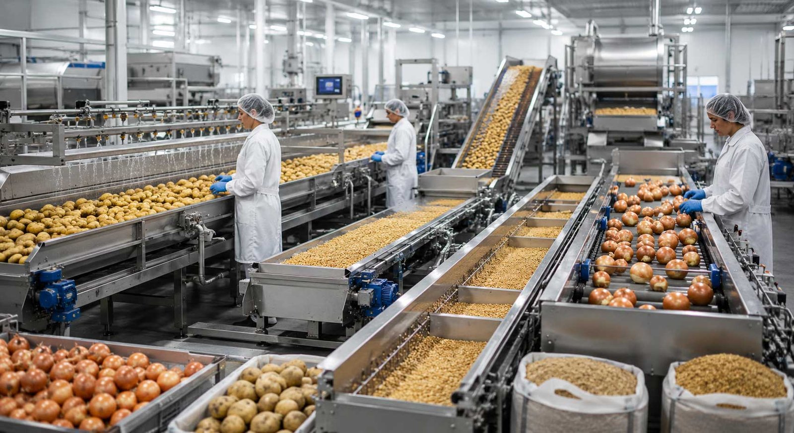 Modern agricultural processing facility, Automated grading and cleaning, Quality controlled agri processing